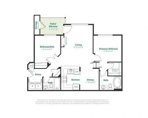 this floor plan is an approximation of a 1125 sq ft 2 bedroom